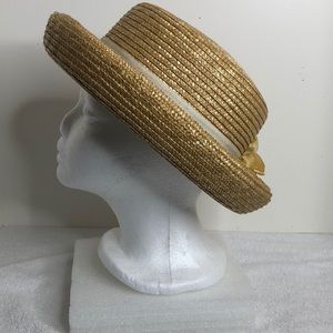 Liz Claiborne straw hat with yellow flower EUC